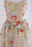 Staubiges rosa Pailletten-Blumen-A-Linie Tüll Langes Ballkleid Partykleid Formelle Abendkleider