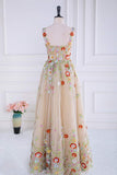Staubiges rosa Pailletten-Blumen-A-Linie Tüll Langes Ballkleid Partykleid Formelle Abendkleider