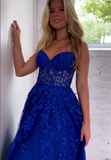 Royal Blue Lace Prom Dresses Long ,Hocoming Dresses, Party Dresses KB1107