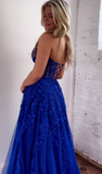 Royal Blue Lace Prom Dresses Long ,Hocoming Dresses, Party Dresses KB1107