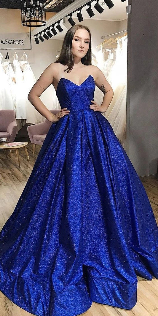 Royal Blue Prom Dress Sparkling, Winter Formal Dress, Pageant Dance Dresses, Back To School Party Gown, KB0691