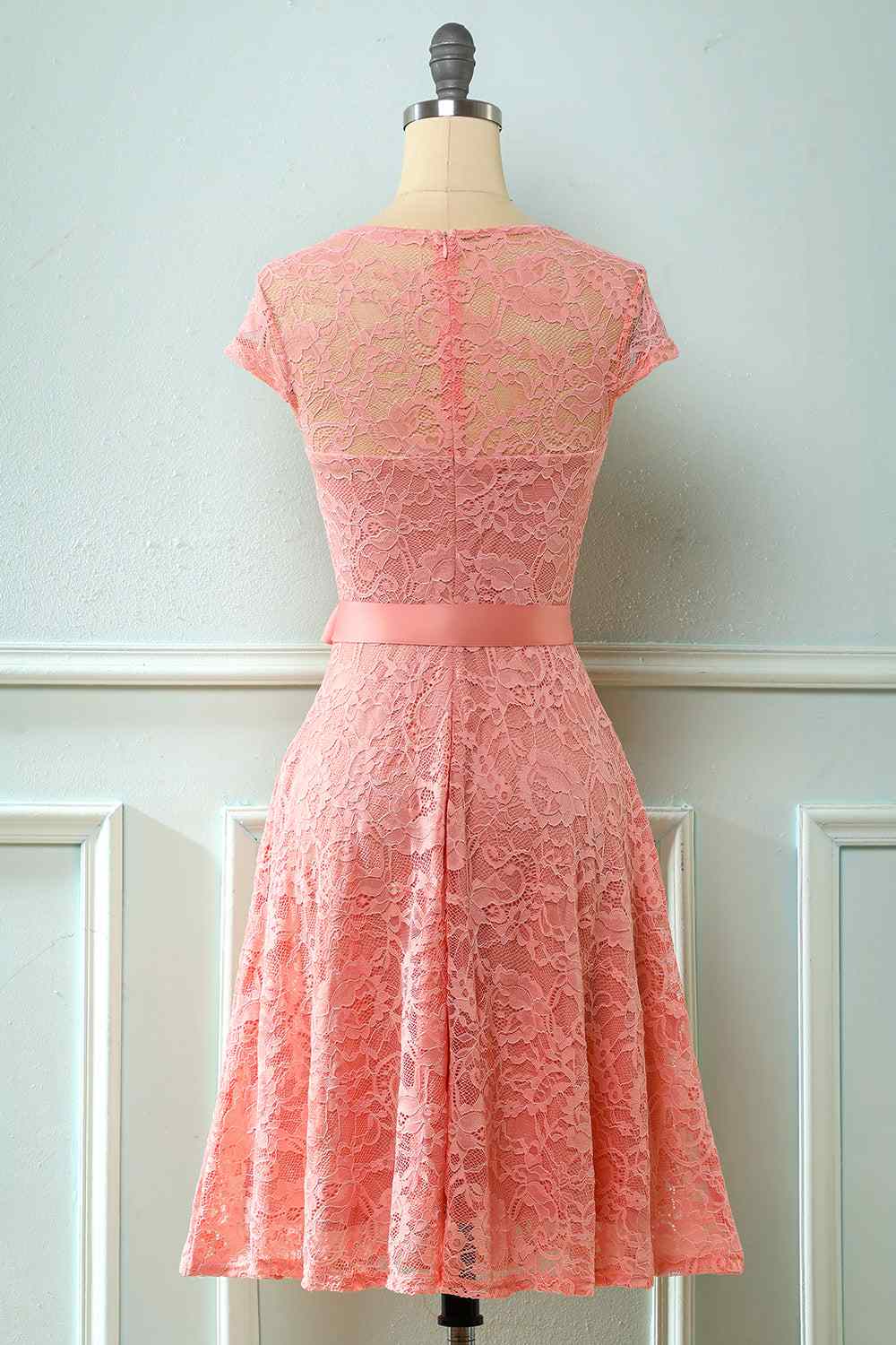 A-line Cap Sleeves Lace Sash Mini Bridesmaid Dress Party Prom Wedding Guest Dresses