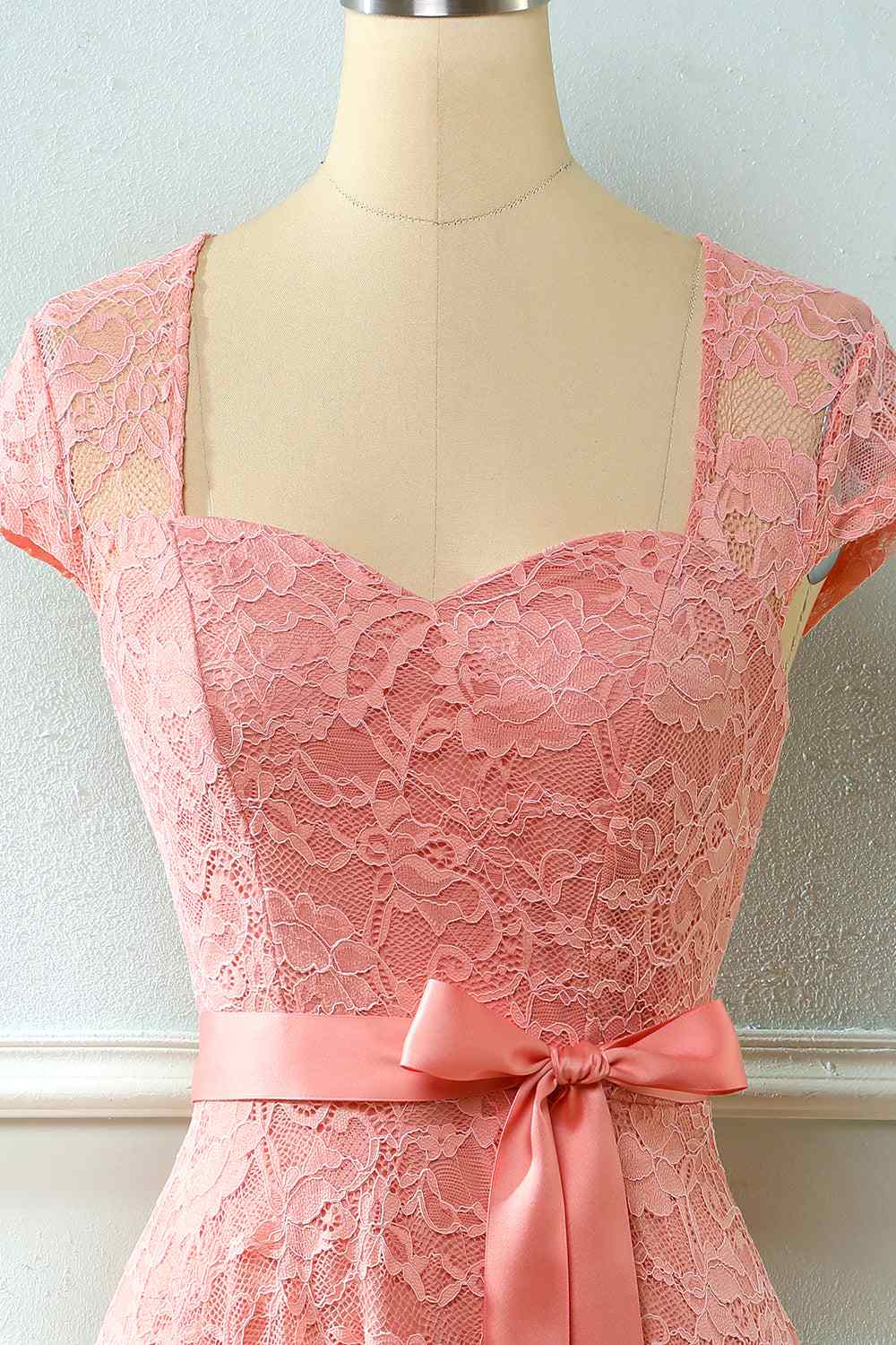 A-line Cap Sleeves Lace Sash Mini Bridesmaid Dress Party Prom Wedding Guest Dresses