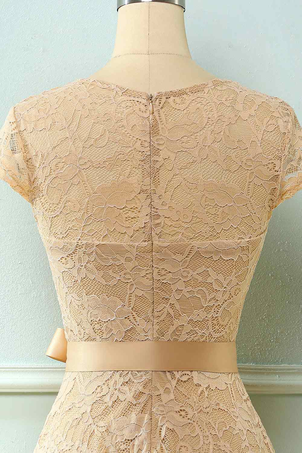 A-line Cap Sleeves Lace Sash Mini Bridesmaid Dress Party Prom Wedding Guest Dresses