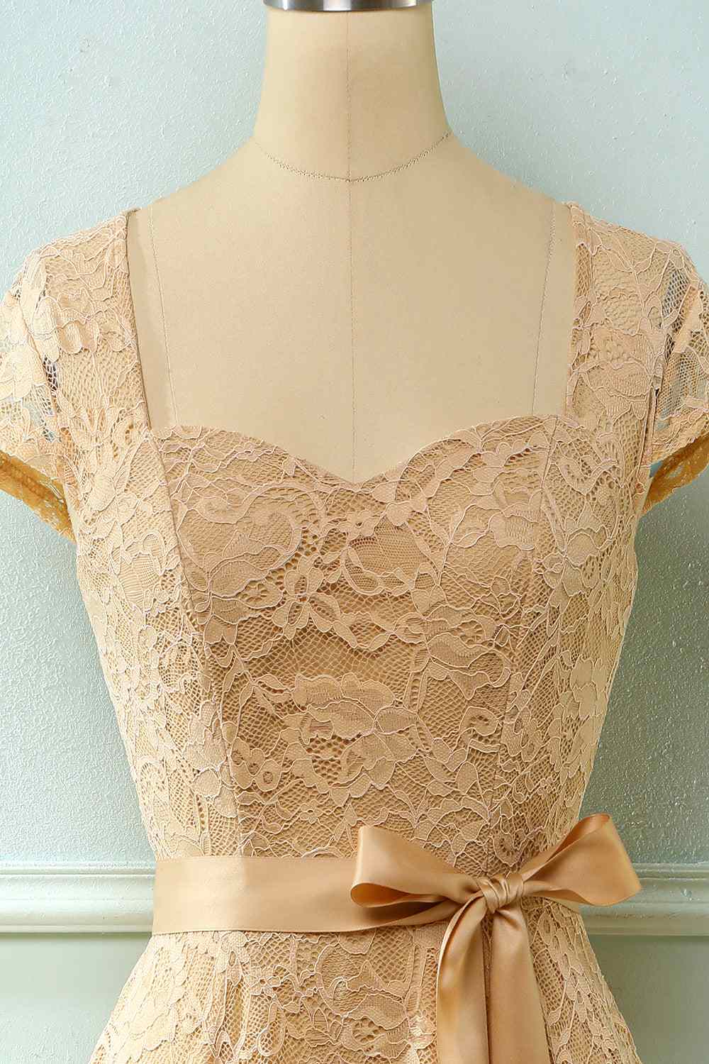 A-line Cap Sleeves Lace Sash Mini Bridesmaid Dress Party Prom Wedding Guest Dresses