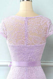 A-line Cap Sleeves Lace Sash Mini Bridesmaid Dress Party Prom Wedding Guest Dresses