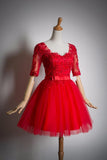 Homecoming Dress with Sleeves, Short Prom Dress ,Winter Formal Dress, Pageant Dance Dresses, Back To School Party Gown, KB0659