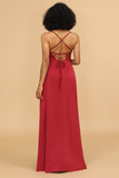 Satin Lace-up Back Bridesmaid Dress Formal Evening Prom Gowns Dresses