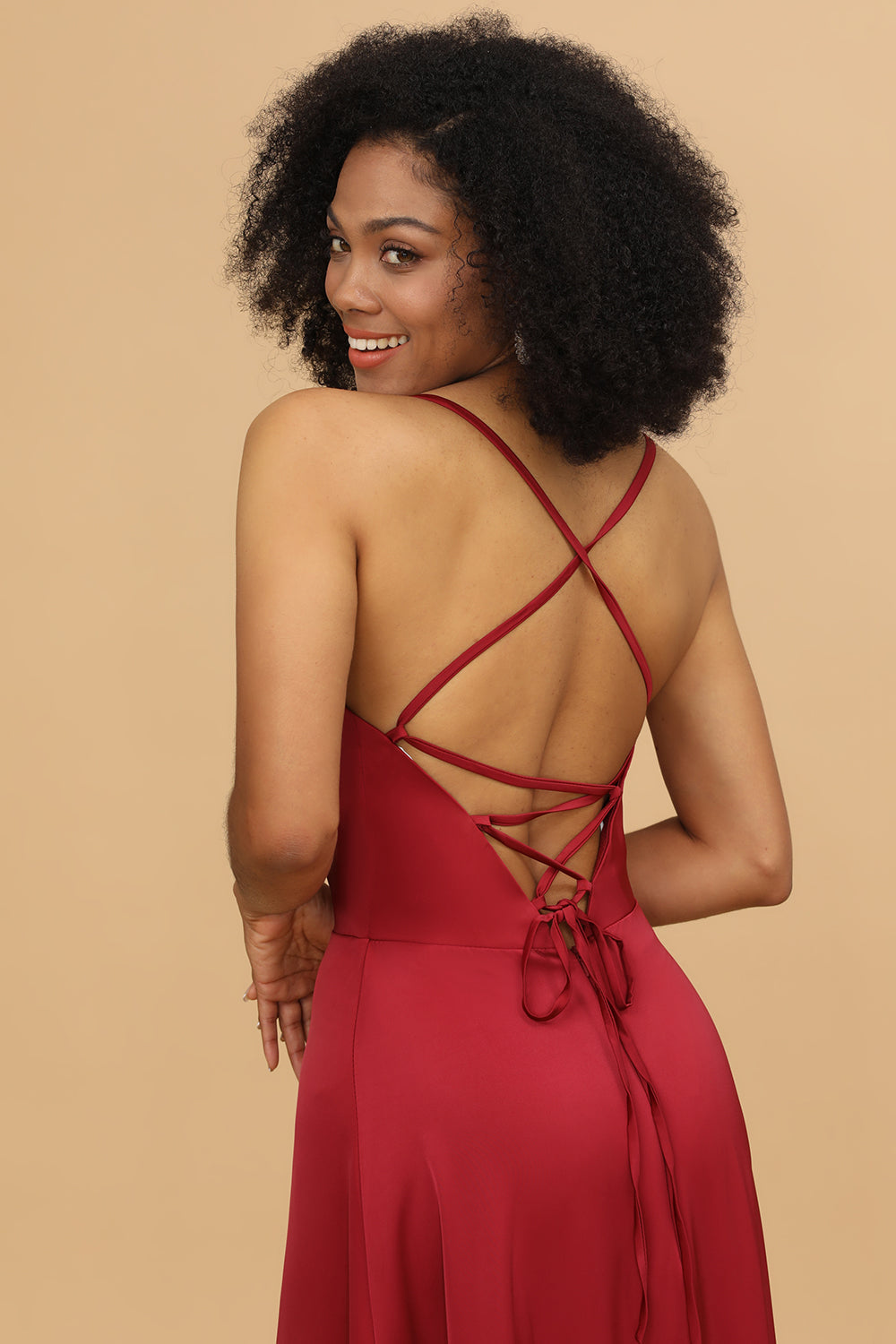 Satin Lace-up Back Bridesmaid Dress Formal Evening Prom Gowns Dresses