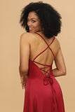 Satin Lace-up Back Bridesmaid Dress Formal Evening Prom Gowns Dresses