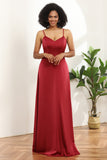 Satin Lace-up Back Bridesmaid Dress Formal Evening Prom Gowns Dresses