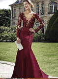Mermaid Prom Dress with Sleeves, Evening Dress, Winter Formal Dress,Pageant Dance Dresses, Graduation School Party Gown, PC0033 - Promcoming