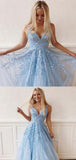 Light Blue Prom Dress 2020, Evening Dress, Winter Formal Dress, Pageant Dance Dresses, Graduation School Party Gown, PC0044 - Promcoming