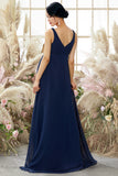V neck Long Maternity Bridesmaid Dress Chiffon Formal Evening Dresses