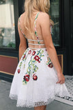 Sexy Embroidery Homecoming Dress Low Cut, Short Prom Dress ,Formal Dress, Pageant Dance Dresses, Back To School Party Gown, KB0832