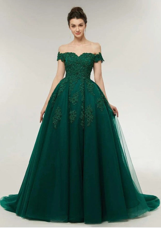 Grünes Ballkleid mit Schulterträgern, Formales Kleid, Abendkleid, Festzugstanzkleid, Schulpartykleid, KB0718 