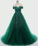 Grünes Ballkleid mit Schulterträgern, Formales Kleid, Abendkleid, Festzugstanzkleid, Schulpartykleid, KB0718 