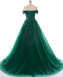 Grünes Ballkleid mit Schulterträgern, Formales Kleid, Abendkleid, Festzugstanzkleid, Schulpartykleid, KB0718 