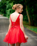 Short Red Homecoming Dress, Short Prom Dress ,Winter Formal Dress, Pageant Dance Dresses, Back To School Party Gown, KB0970