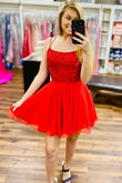 Red Homecoming Dress, Short Prom Dresses, Formal Dress, Evening Dress, Pageant Dance Dresses, School Party Gown, KB0708