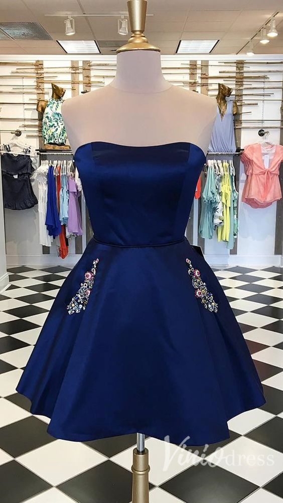 Navy Homecoming Dress, Short Prom Dress ,Winter Formal Dress, Pageant Dance Dresses, Back To School Party Gown, KB0661