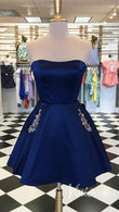 Navy Homecoming Dress, Short Prom Dress ,Winter Formal Dress, Pageant Dance Dresses, Back To School Party Gown, KB0661