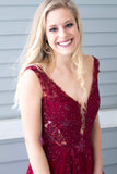 Burgundy Prom Dress with Slit, Evening Dress ,Winter Formal Dress, Pageant Dance Dresses, Graduation School Party Gown, PC0315 - Promcoming