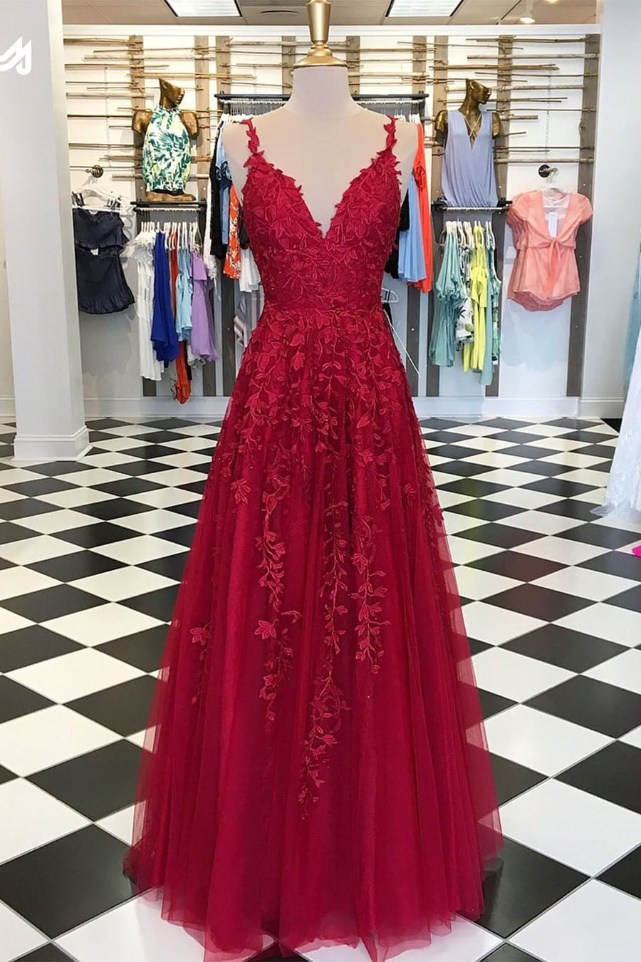 Burgunder Spitzenkleid lang, Formales Kleid, Abendkleid, Festzugstanzkleider, Schulpartykleid, PC0746 