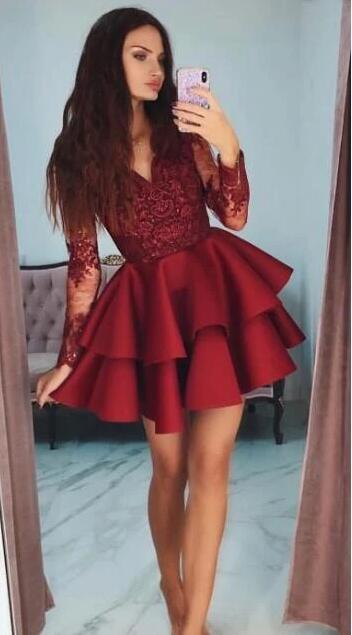 2020 Homecoming Dress with Sleeves, Short Prom Dress ,Winter Formal Dress, Pageant Dance Dresses, Back To School Party Gown, PC0627 - Promcoming