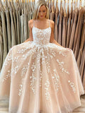 Champagner Spitzenkleid lang, Formales Kleid, Abendkleid, Festzugstanzkleider, Schulpartykleid, KB0720 