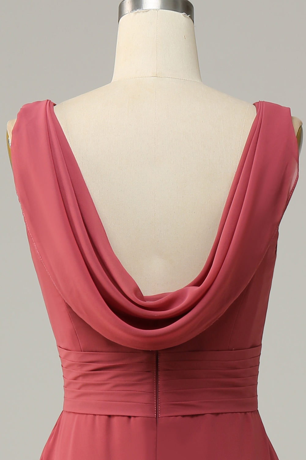 V-Ausschnitt Desert Rose Ärmelloses Chiffon Langes Brautjungfernkleid Formelle Abendkleider