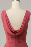 V-Ausschnitt Desert Rose Ärmelloses Chiffon Langes Brautjungfernkleid Formelle Abendkleider