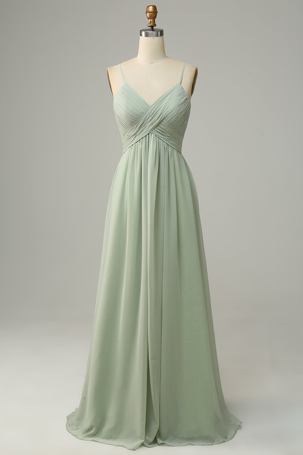 Spaghettiträger Ärmellos Dusty Sage Brautjungfernkleid Formelle Abendkleider Kleider