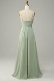 Spaghettiträger Ärmellos Dusty Sage Brautjungfernkleid Formelle Abendkleider Kleider