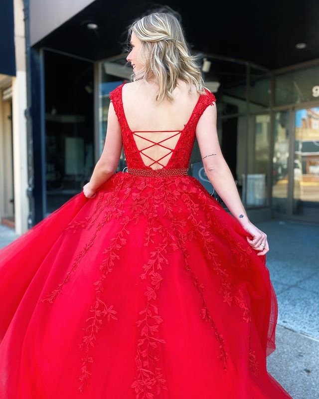 Red Lace Prom Dresses Long 2024 Winter Formal Dress Pageant Dance Dresses Back To School Party Gown