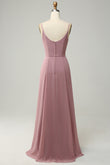 Spaghetti Straps A Line Sleeveless Long Bridesmaid Dress Formal Evening Dresses