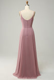 Spaghetti Straps A Line Sleeveless Long Bridesmaid Dress Formal Evening Dresses
