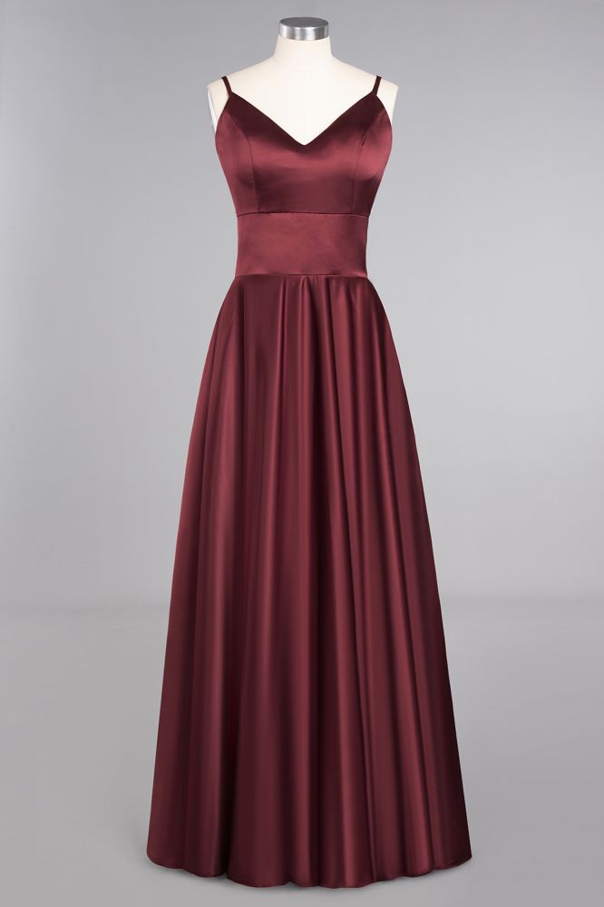 Amzing Burgundy Evening Maxi Bridesmaid Dress Charming V-Neck Backless Wedding Party Dress