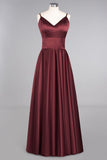 Amzing Burgundy Evening Maxi Bridesmaid Dress Charming V-Neck Backless Wedding Party Dress