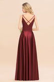 Amzing Burgundy Evening Maxi Bridesmaid Dress Charming V-Neck Backless Wedding Party Dress
