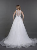 Illusion Neck Lace und Tüll Brautkleid-Elfenbein Brautkleider Kleider