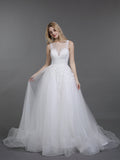 Illusion Neck Lace und Tüll Brautkleid-Elfenbein Brautkleider Kleider