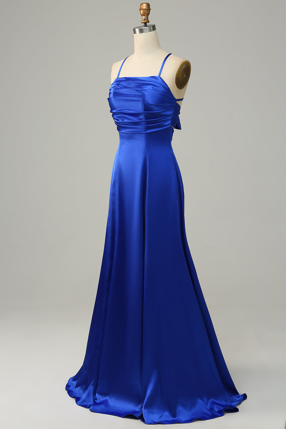 Royal Blue Halter A Line Long Bridesmaid Dress Formal Evening Dresses Gowns