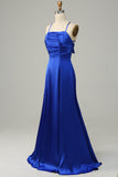 Royal Blue Halter A Line Long Bridesmaid Dress Formal Evening Dresses Gowns