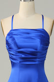 Royal Blue Halter A Line Long Bridesmaid Dress Formal Evening Dresses Gowns