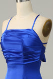 Royal Blue Halter A Line Long Bridesmaid Dress Formal Evening Dresses Gowns