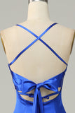 Royal Blue Halter A Line Long Bridesmaid Dress Formal Evening Dresses Gowns