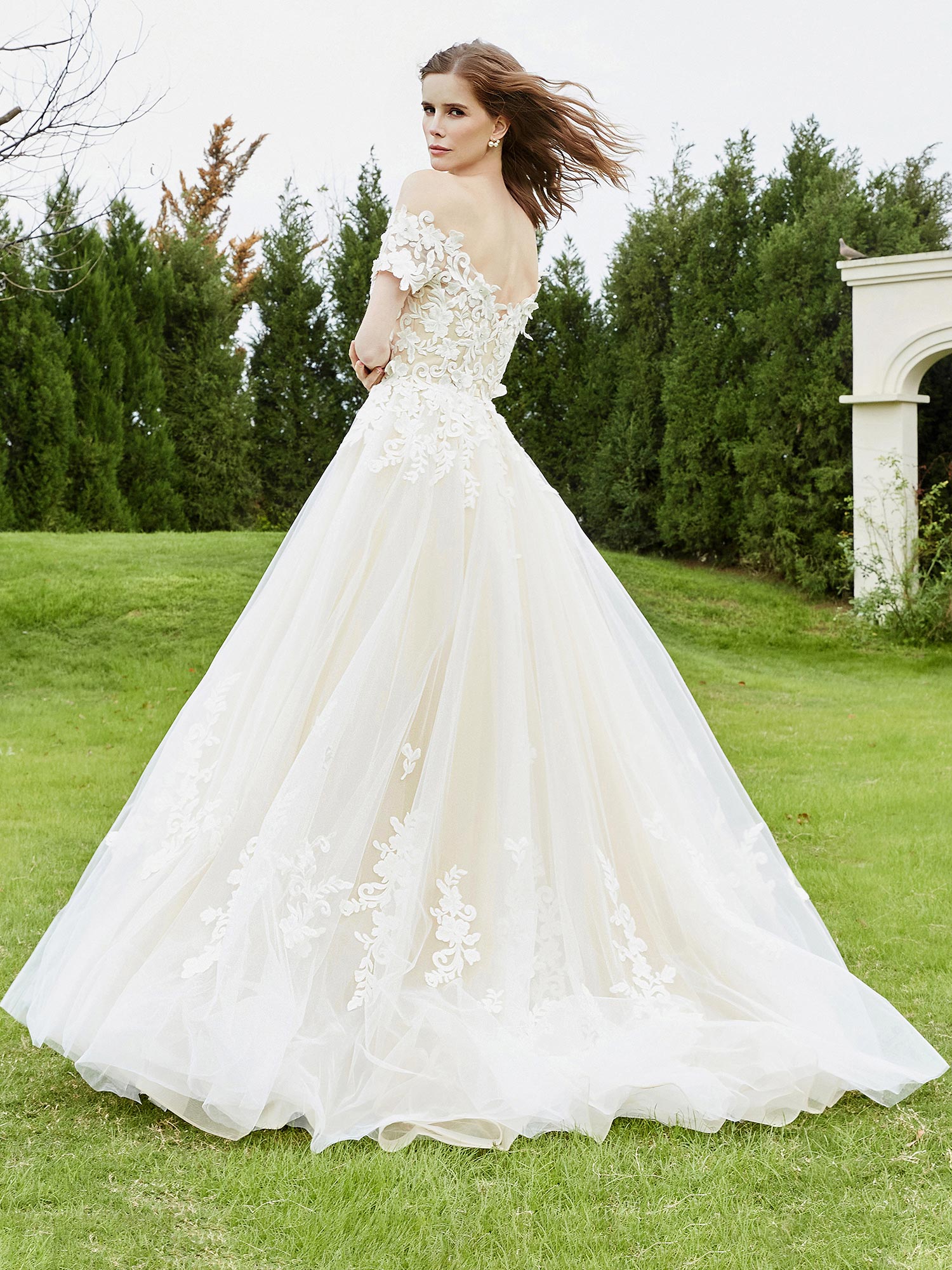 Off-the-shoulder A-line Wedding Dress With Slit-Ivory/Champagne Bridal Gowns Dresses