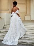 Sweetheart Neckline Sleeveless Lace A-Line Wedding Dress Ivory Bridal Gowns Dresses
