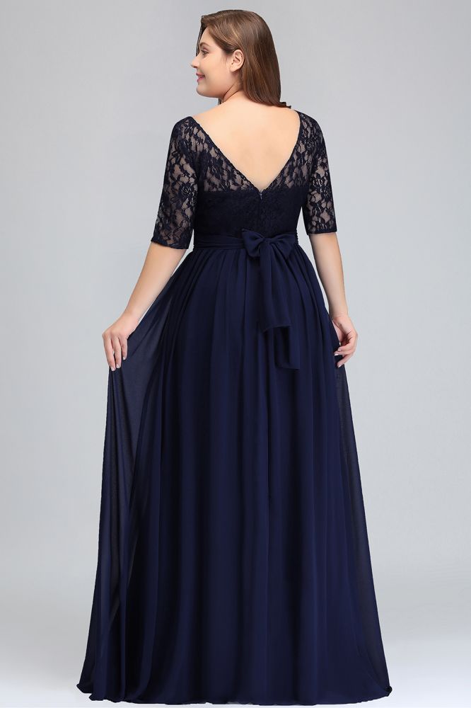Charming Plus Size Floral Lace Elegant Evening Maxi Dress Half Sleeves Party Mother of the Bride Dress
